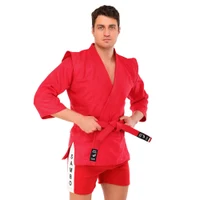 Кимоно для самбо хлопковое р.180 см, 500 г/м2 CO-4676 red (12384)