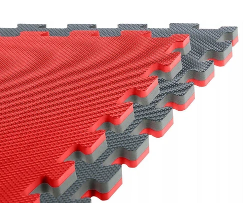 Татами мат Eva Puzzle 1х1 м, 2 см, 80 кг/м3 grey-red (14182)