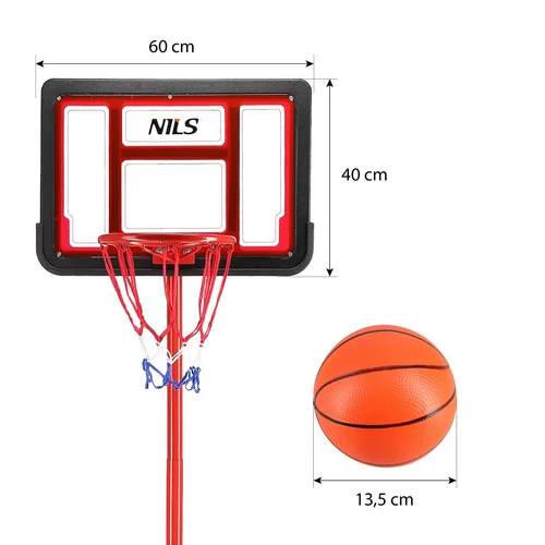 Stand baschet + panou cu inel si plasa + minge cu pompa h=147–197 cm Nils ZDK881A 10-20-007 (14257)