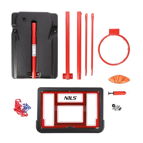 Stand baschet + panou cu inel si plasa + minge cu pompa h=147–197 cm Nils ZDK881A 10-20-007 (14257)
