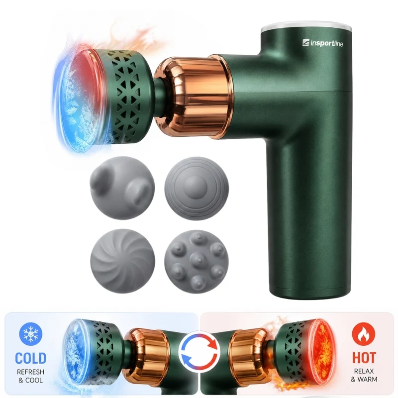 Массажный аппарат / пистолет с насадкой для нагрева и охлаждения 1800 mAh inSPORTline ChillFrost IN31563 4