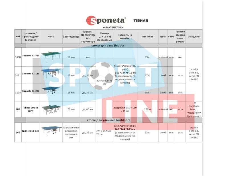 Masa tenis interior Sponeta Indoor S1-27i blue (3108) 4