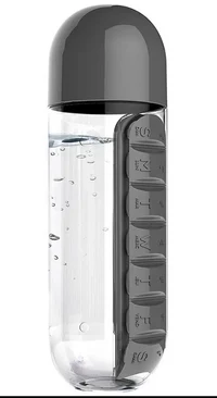 Sticla pt apa din plastic  cu organizator pastile 600 ml 188-1 (10560) 2
