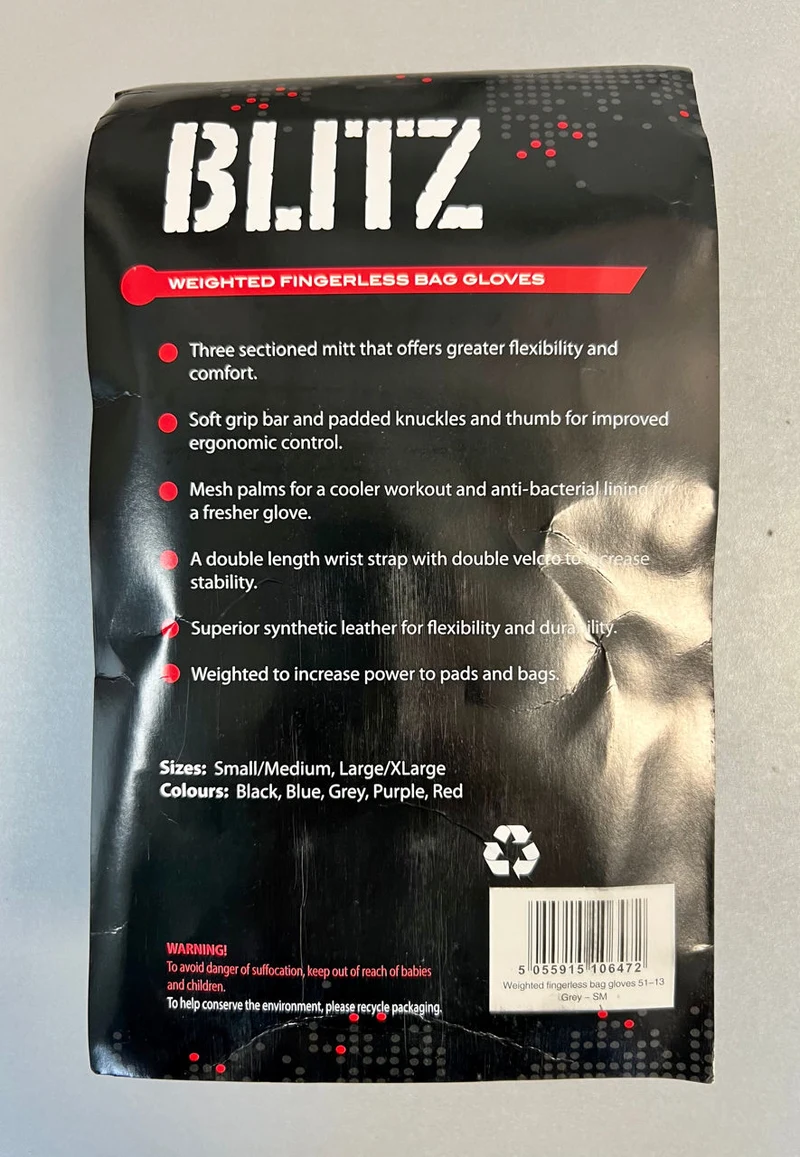 Manusi MMA S/M Blitz Weighted Fingerless Bag Gloves 51-13 (9355) 4