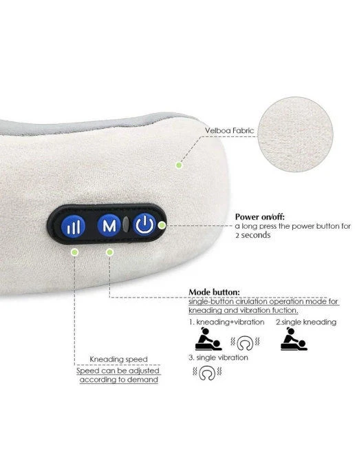Массажная подушка для шеи 2-в-1 U-Shaped Massage (5612) 6