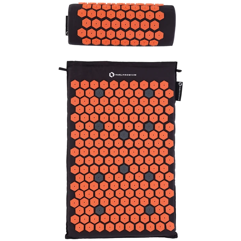 Акупунктурный набор (коврик + подушка) 65x42 см HMS Premium  AKM01 17-44-300 black-orange (4141) 2