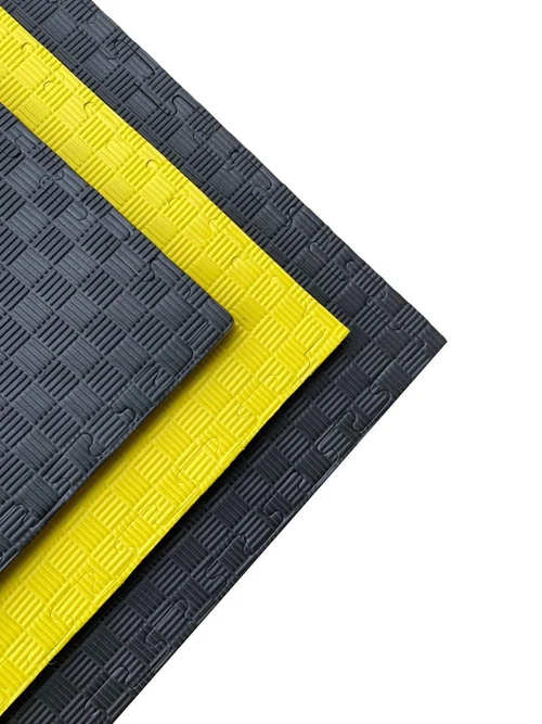 Татами мат Eva Puzzle 1х1 м, 4 см, 80 кг/м3 yellow-black (5473)