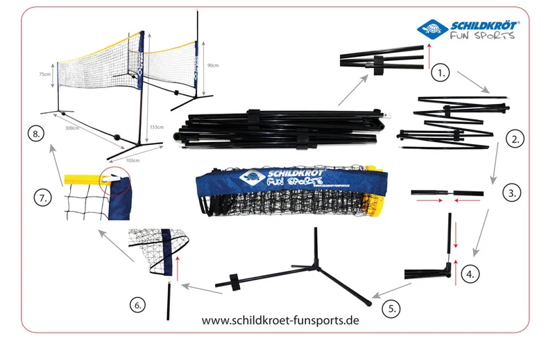 Plasa 3-in-1 (volleyball, badminton, tennis) 3 m, h=75-155 cm Donic Schildkrot Combined 970994 (9081) 2