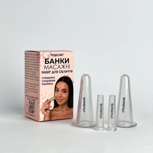 Набор силиконовых массажных банок (4 шт. + щетка) (12863)