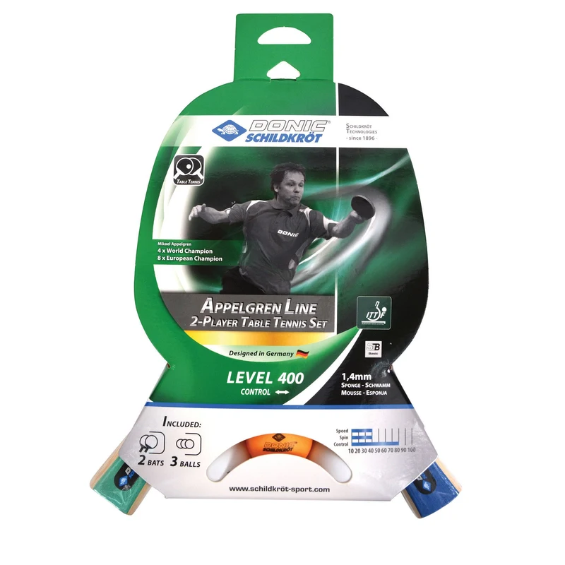 Set tenis de masa (2 palete + 3 mingi) 1.4 mm, level 400 Donic Schildkrot Appelgren 788464 (7590) 2
