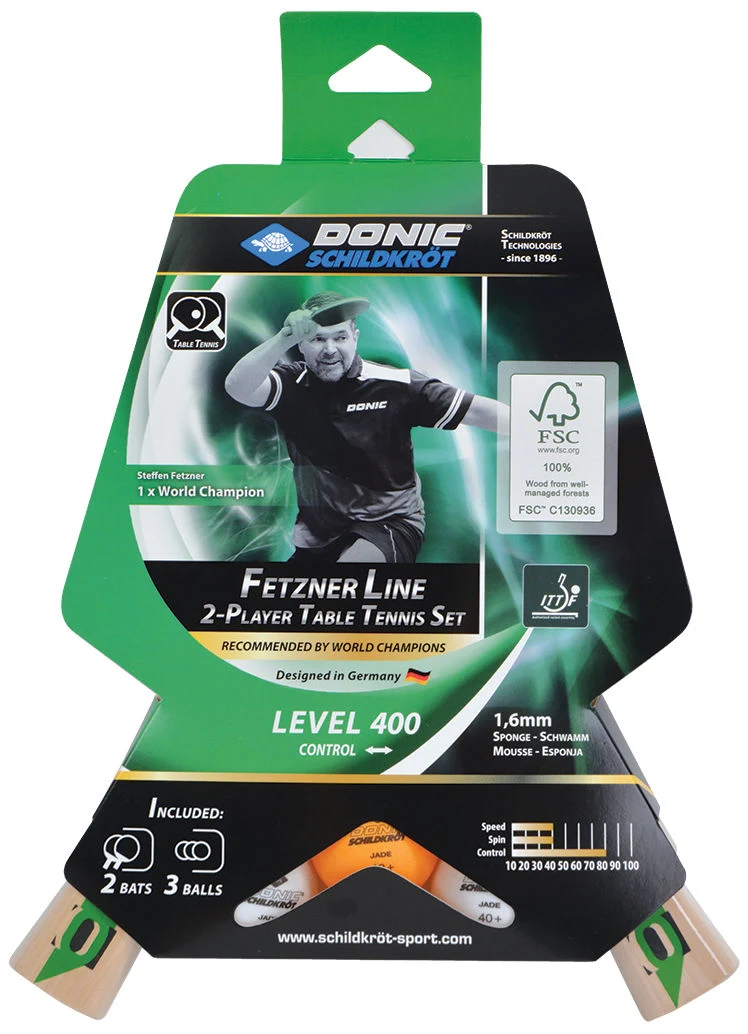 Set tenis de masa (2 palete + 3 mingi) 1.6 mm Donic Fetzner 400 788468 (5388) 2